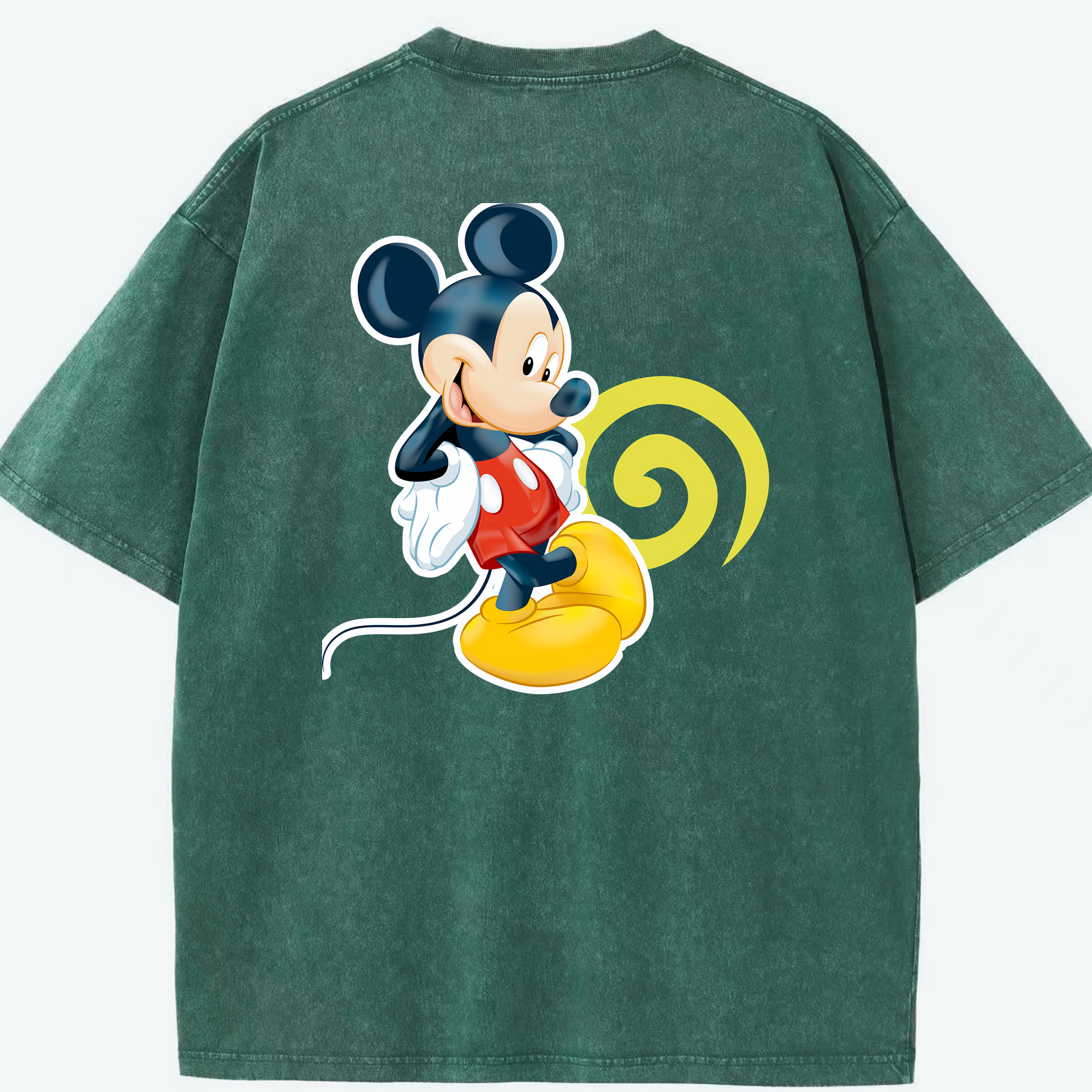 （画像用） ミッキーマウス Mickey Mouse 綿100% ヴィンテージ風 半袖Tシャツ（背面プリント）